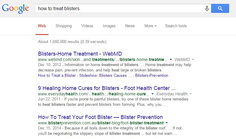 how to treat blisters screenshot
